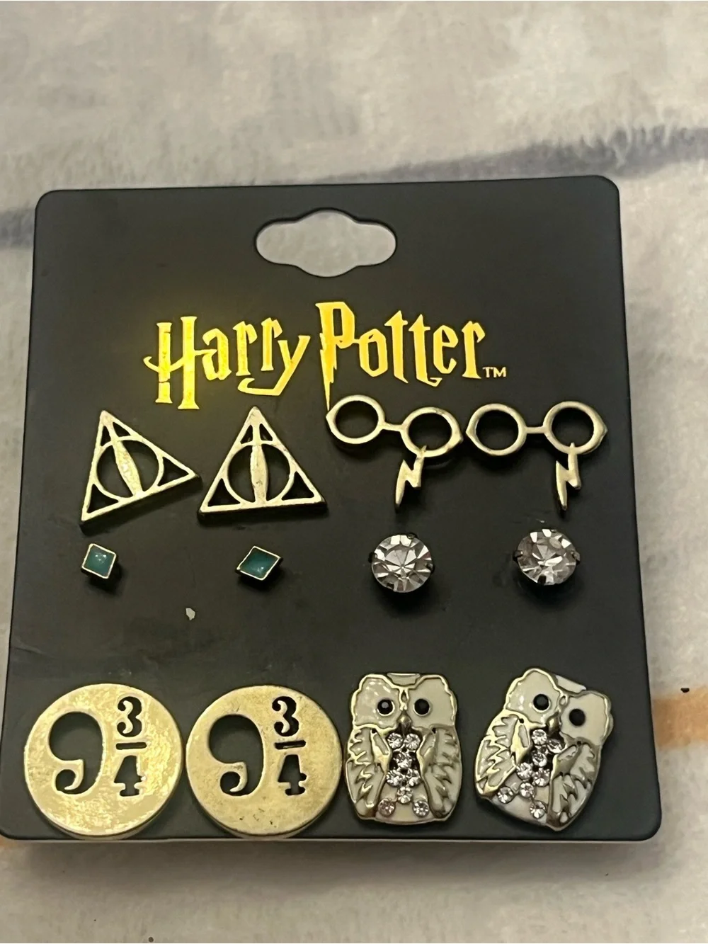 Warner Bros. Harry Potter Kids Earring Set - Gold, Silver, Black & Teal Accents